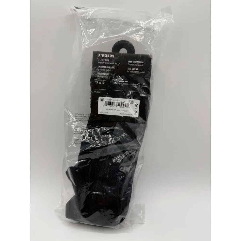 Adidas Mens 3 No Show All Day Training Arch Compression Socks Size 12-15 *New